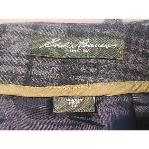 Eddie Bauer grey black plaid wool blend skirt with pockets - 10 - Picture 2 of 4